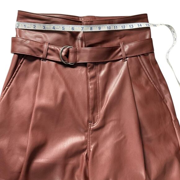 Open Edit Brown Faux Leather Pants Size M New Without Tag Soft Lined Trousers - Picture 6 of 12